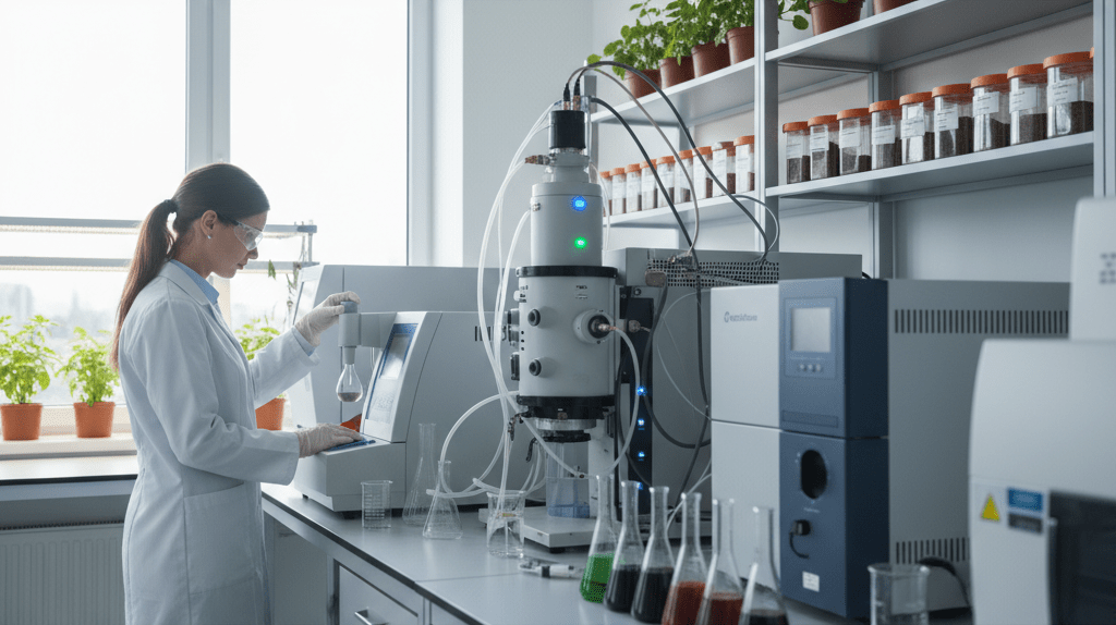 Engineers conducting advanced laboratory testing on soil samples